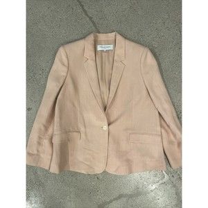 GERARD DAREL Vintage Light Pink Oversized Linen Blazer Jacket US 8 UK 12 FR 40